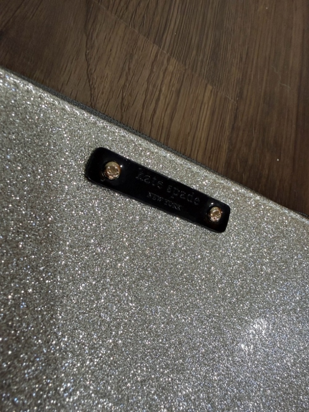 kate spade metallic silver glitter wristlet clutch - Picture 2 of 5